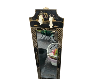 Hollywood Regency Black And Gold Chinoiserie Mirror