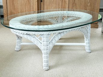 A Wicker And Glass Coffee Table, Possibly Lloyd Loom