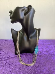 Sterling And Turquoise Layered Beaded Necklace