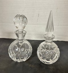 Waterford Marquis Stopper Ceylon Graceful Arcing Cuts & Waterford Crystal Lismore Pattern Perfume Bottles.FLA3