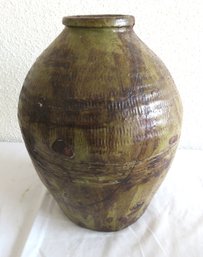 Antique Green Tones Stoneware Vase