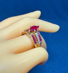 Beautiful 10k Gold Ruby And Diamond Ring