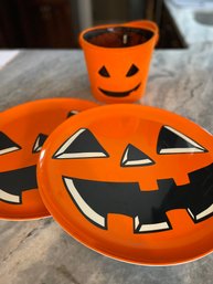 Large Halloween Trays And Trick Or Treat Pumpkin Basket