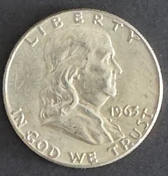 1963 Ben Franklin Silver Half Dollar