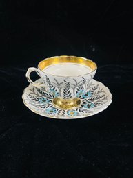 Rosina Trio Peacock Blue & Gold Teacup And Saucer