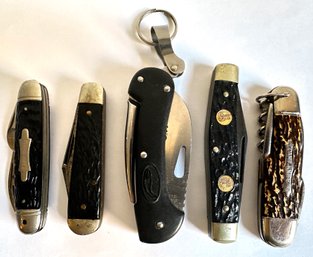 5 Vintage Pocket Knives By Solingen, Kamp-King, Myerchin & More