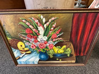 Vibrant Still Life   Oil Painting Signed Tola '78