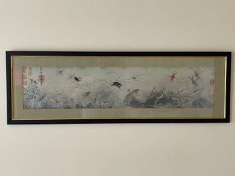 Framed Chinese/ Japanese Scroll. Featuring Insects And More.