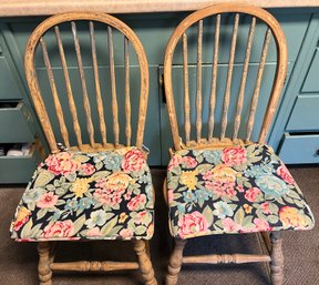 Pair Of Hoop Back Wooden Antique Country Chairs