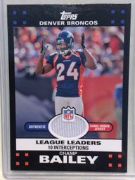 2007 Topps League Leaders Champ Bailey Game Worn Jersey Relic Card - K