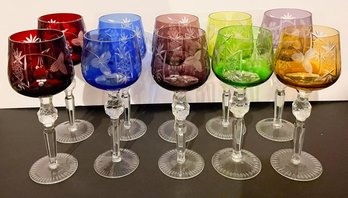 Beautiful Assorted Cut To Clear Hock Glasses