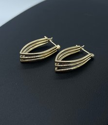 Sophisticated Triple Hoop 14k Yellow Gold Earrings