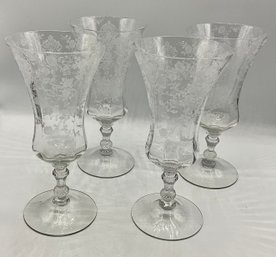 4 ROSE POINT Cambridge Glass Goblets & More