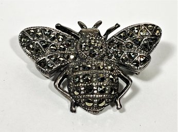 Sterling Silver Bug Brooch Having Marcasite Stones