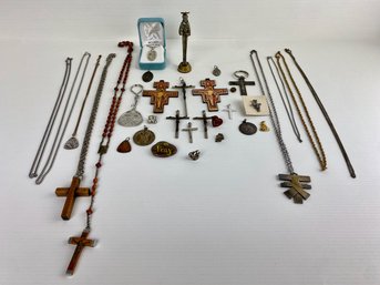 Lot Of Vintage Religious Jewelry Including Tiffany And Co. Pin!