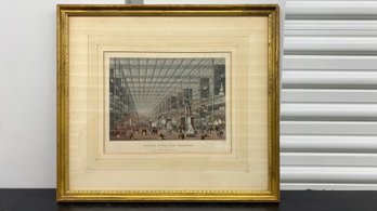 Great Exposition Steel Engraving Hand Colored Crystal Palace London Circa 1823 17x15 Framed Glass