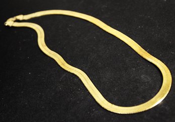 18' Long Gold Over Sterling Silver Flat Woven Chain Necklace 925