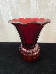 Anchor Hocking Ruby Red Pineapple Glass Vase