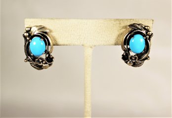 Sterling Silver Southwestern Turquoise Pierced Earrings