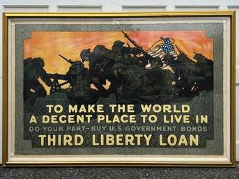 An Original, Large, Antique 1918 Government Issue War Bond Poster - Third Liberty Loan - WOW