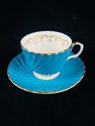 Aynsley Blue Swirl TeaCup And Saucer