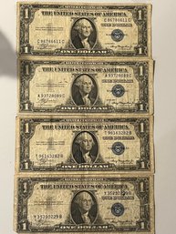 4 Beautiful United States $1 Silver Certificates