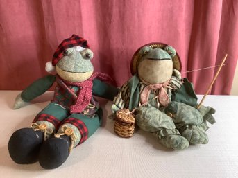 Pair Of Stuffed Frogs Decor