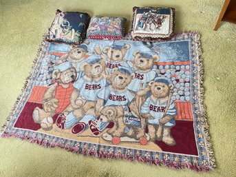 Goodwin Weavers Bears Throw Blanket And Three Madmarc Designs Throw Pillows.