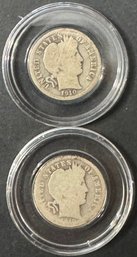 Lot Of 2 Barber Silver Dimes 1910, 1910-D