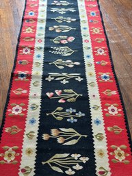 Vintage Kilim Floral Runner By In Romania