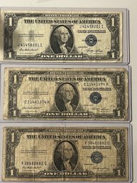 3 Beautiful United States $1 Silver Certificates