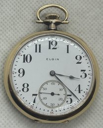 Antique SOLID 14K GOLD ART DECO ELGIN Pocket Watch- Circa 1912-1916- Running Order- Size 14