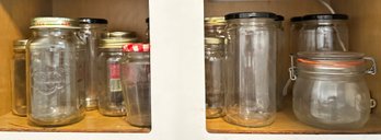 16 Assorted Glass Jars With Lids