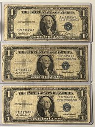 3 Beautiful United States $1 Silver Certificates