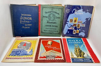 6 Vintage Stamp Collection Books: 3 Russian