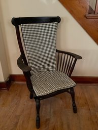 Black Armchair Checkered Cushioned