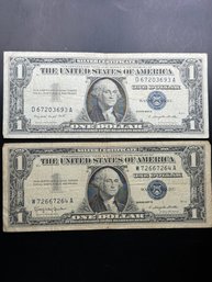 2 $1 Silver Certificates 1957-A, 1957-B