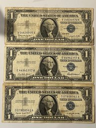 3 Beautiful United States $1 Silver Certificates