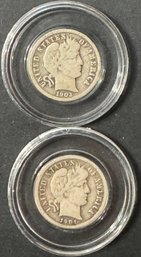 Lot Of 2 Barber Silver Dimes 1903, 1904