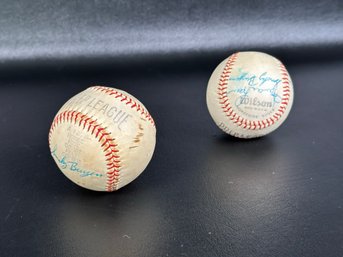 A Pair Of Vintage Prep League Baseballs With Autographs