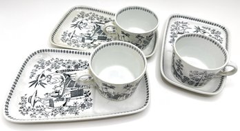 Set 3 Vintage Arabia Emilia Of Finland Breakfast Plates With Coffee Cups