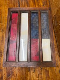 Antique Reclaimed Window Shadow Box End Table With Quilted Flag Inlay