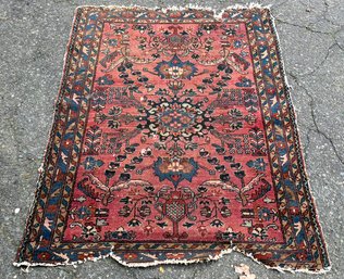 A Vintage Hamadan (Iranian) Hand Knotted And Dyed Wool Rug