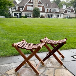 A Pair Of Teak Folding Stools