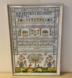 Vintage Needlepoint Sampler ABC ~ 1988 ~ Framed (D)