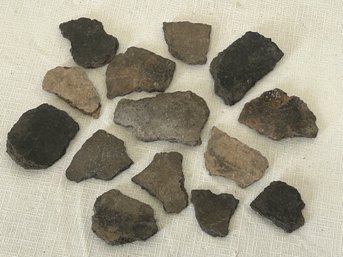 Large Grouping Of Ancient Neolithic Native American Pottery Shards And Fragments.