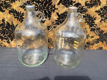 Pair Of Vintage Glass 1 Gallon Jug