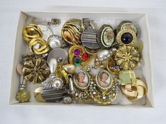 An Assortment Of Clip On And Post Costume Jewelry Earrings & Accessories