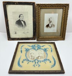 Vintage Drypoint Engraving Portrait Of The Composer Franz Wilhelm Abt  & 2 Vintage Photograph Portraits