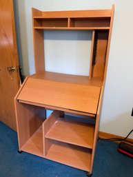 Wood Computer Desk With Slide Out Keyboard Shelf And Cd Holder